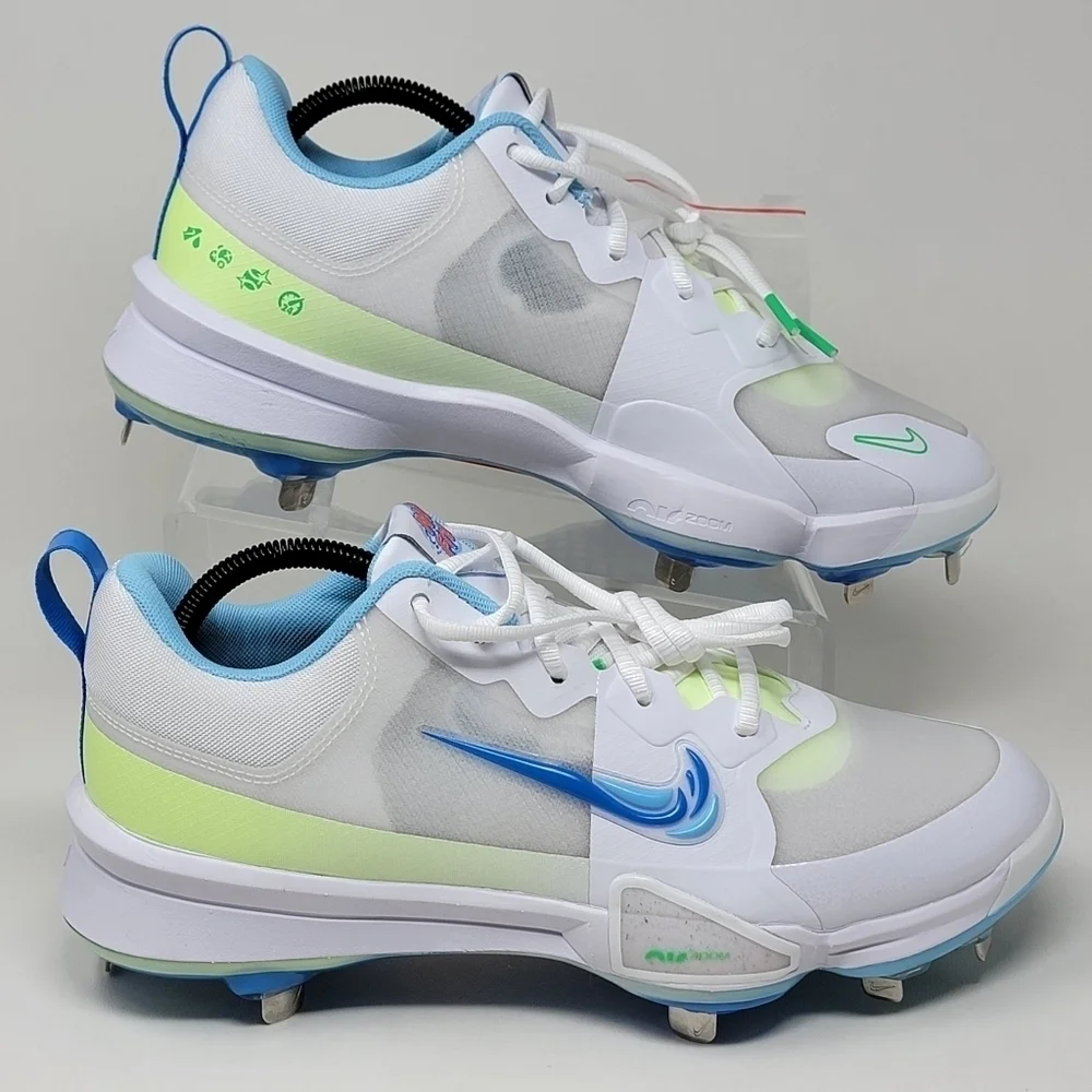 Nike Force Trout 9 Pro Cleats White/Barely Volt/Blue FQ7941-100 Men Size 7.5 New